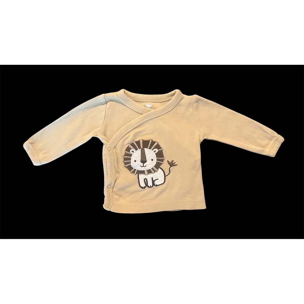 Koala Baby 0-3M Tan Cotton Lion Side Snap Kimono Wrap Shirt (0897) - Picture 2 of 9